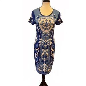 Blue & White Bodycon Dress M/L